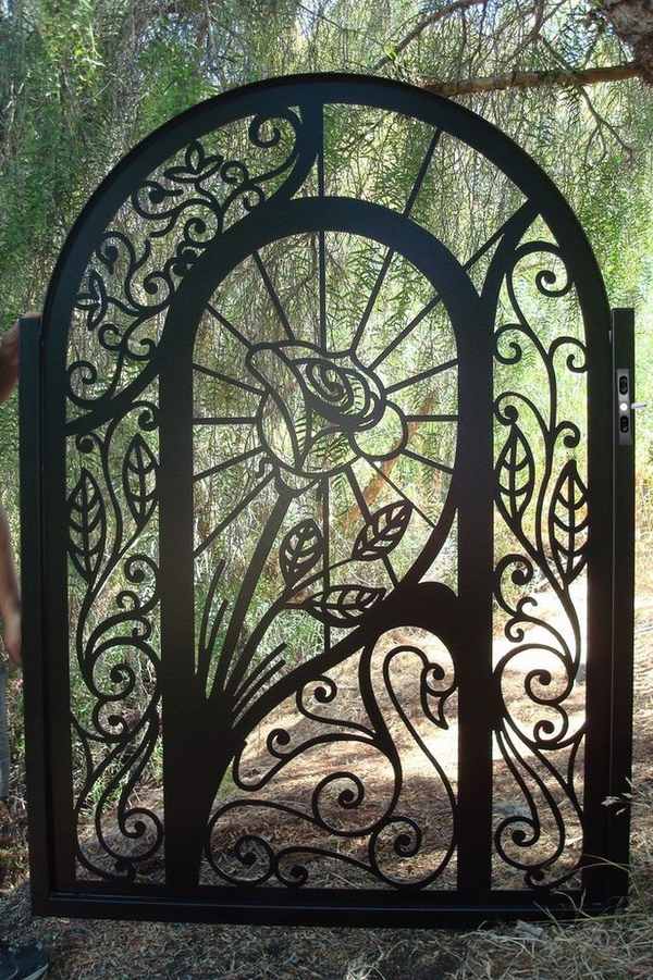 exquisite wrought iron garden gate rose flower leaves garden decorating ideas 16 Awesome Gate Style That You Would Like to Copy