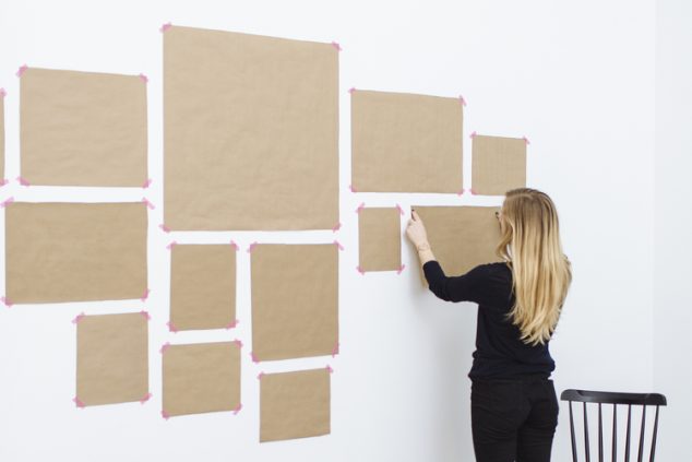 Useful Rules, Tips and Ideas About how High to Hang Pictures gallery wall mock up diy 634x423 Useful Rules, Tips and Ideas About how High to Hang Pictures