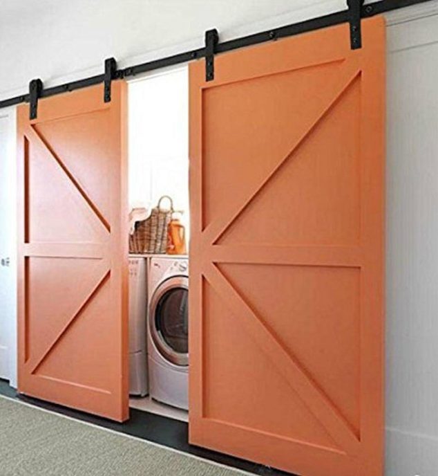 15 Ways in Which You Could Creatively Use Barn Door in Home hahaemall 8ft 96 black classic sliding barn door hardware track set for double wood doors by hahaemall 634x688 15 Ways in Which You Could Creatively Use Barn Door in Home