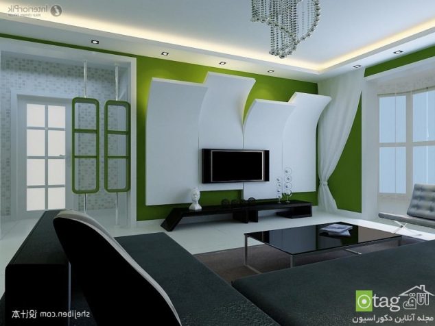 interior wall design behind the tv 12 634x476 15 of The Most Lovely Drywall TV Units That You Will Adore