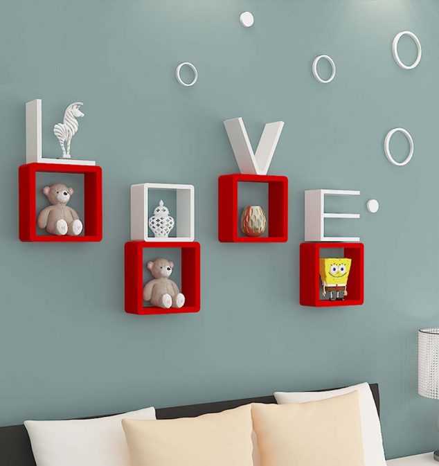 kawachi wall shelves love creative home wall decor 634x673 16 Exquisite Cube Floating Wall Shelves to Make You Say WOW