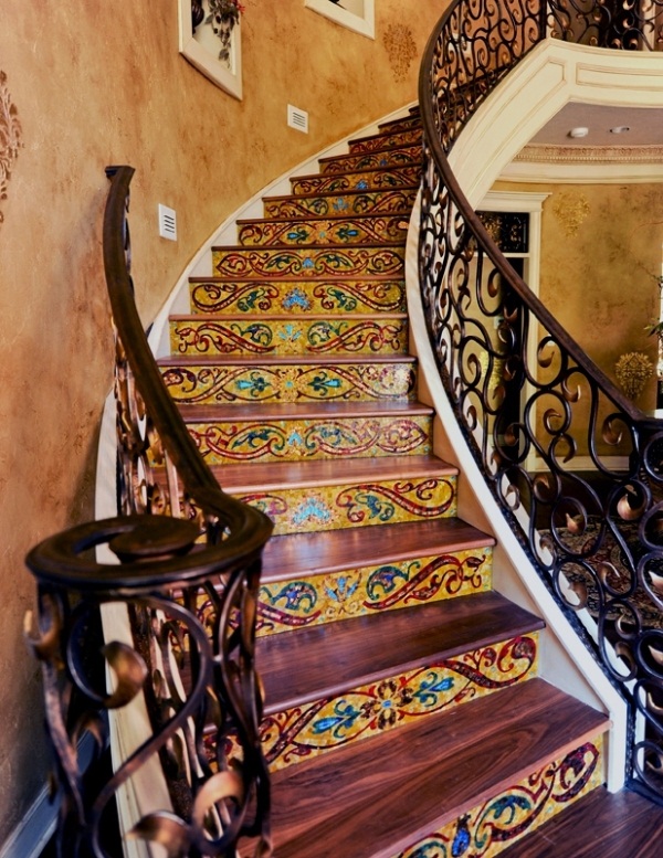 mosaic stair 2 15 DIY Ideas About Mosaic Decor that Put a Spin on What Modern Means