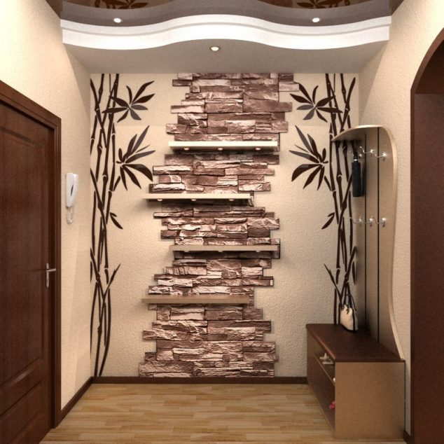 otdelka prihozhej 634x634 15 Artistic Stacked Stone Wall to Catch Your Attention