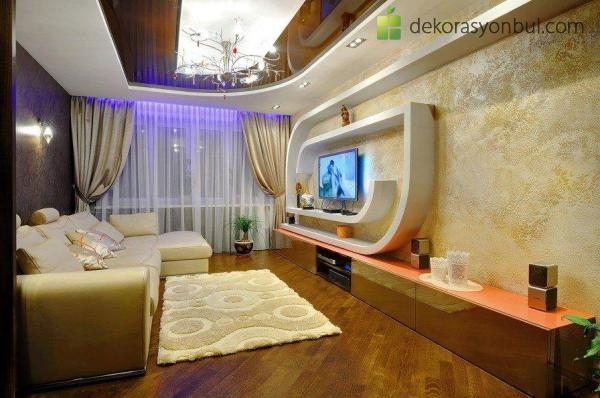 oturma odasi dekorasyonu ornekleri 1 15 of The Most Lovely Drywall TV Units That You Will Adore