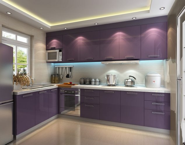 purple kitchen 11 634x498 15 Elegant Minimalist Kitchen Design That Are Too Good to be Real