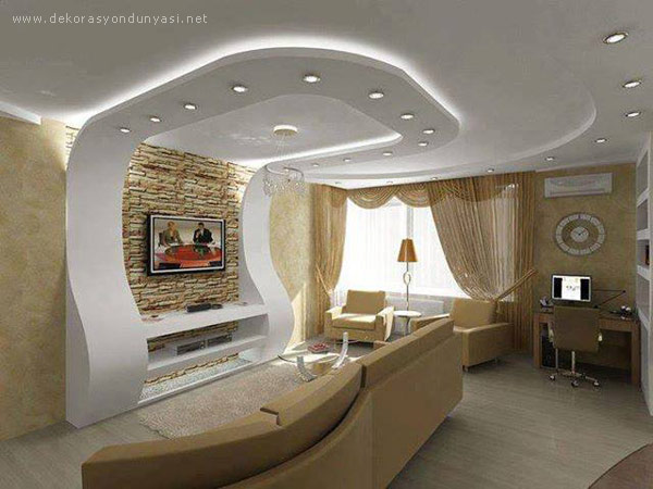 15 of The Most Lovely Drywall TV Units That You Will Adore salon asma tavan modelleri 122 15 of The Most Lovely Drywall TV Units That You Will Adore