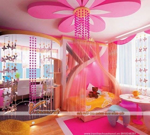 15 Decorative Ceiling Design Ideas That Are Worth Seeing It y tuong thiet ke tran thach cao doc dao va bat mat cho phong tre em08 634x571 15 Decorative Ceiling Design Ideas That Are Worth Seeing It