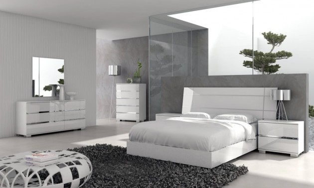 15 Unique Bedroom Furniture Set to Inspire You Seryiy odnotonnyiy dizayn spalni v sovremennom stile 15 Unique Bedroom Furniture Set to Inspire You