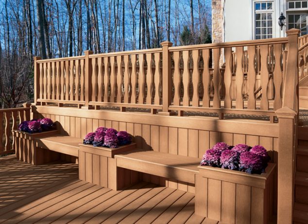 Trex Deck with Bench and Planter 634x460 15 Special Built in Bench Planters You Dream About