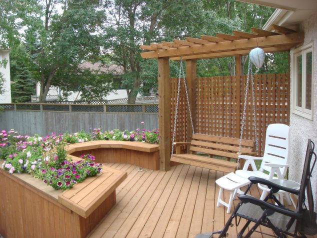awesome deck swing 2 decks with built in planter boxes 3264 x 2448 634x476 15 Special Built in Bench Planters You Dream About
