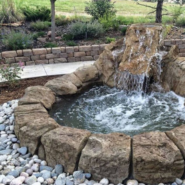 The Most Fanciful Backyard Water Features Ideas backyard waterfall stone pond 634x634 The Most Fanciful Backyard Water Features Ideas