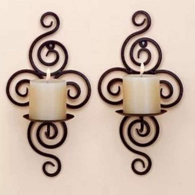 15 Chic Wrought Iron Wall Candle Holders You Will Admire black tan white 2pc wedding decoration Iron pastoral style wrought iron font b candle b font 634x634 15 Chic Wrought Iron Wall Candle Holders You Will Admire