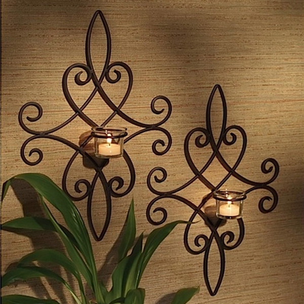 brocade candle wall sconces set of 2 mediterranean inside home decorating ideas great wall candle holders 15 Chic Wrought Iron Wall Candle Holders You Will Admire