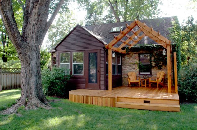 16 Amazing Outdoor Deck Design That Looks Like Restored Heaven decks with pergolas Exterior Traditional with backyard brick cedar climbing 634x421 16 Amazing Outdoor Deck Design That Looks Like Restored Heaven