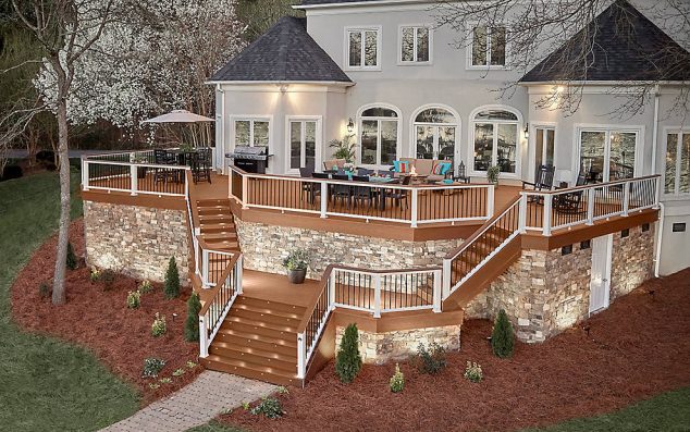15 Special Deck Lighting Ideas to Delight You enhance decking railing saddle cornelius aerial 001 634x397 15 Special Deck Lighting Ideas to Delight You