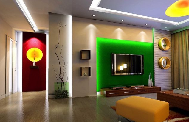 green tv wall living room design mansion interior living room with tv 634x410 15 Serenely TV Wall Unit Decoration You Need to Check