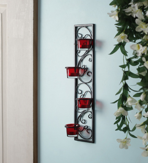 15 Chic Wrought Iron Wall Candle Holders You Will Admire hosley set of 2 decorative wall sconce candle holder with red glass and free t light candles hosley ecqyx1 15 Chic Wrought Iron Wall Candle Holders You Will Admire