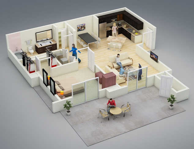 Amazing Floor Plans Ideas You Wish you Lived in open one bedroom 634x489 Amazing Floor Plans Ideas You Wish you Lived in
