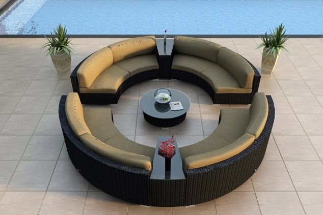 outdoor wicker sectional sofa has one of the best kind of other is small cozy terrific red backless outdoor sectional 1 634x423 Beautiful Selection of 9 Pieces Outdoor Sofa Design