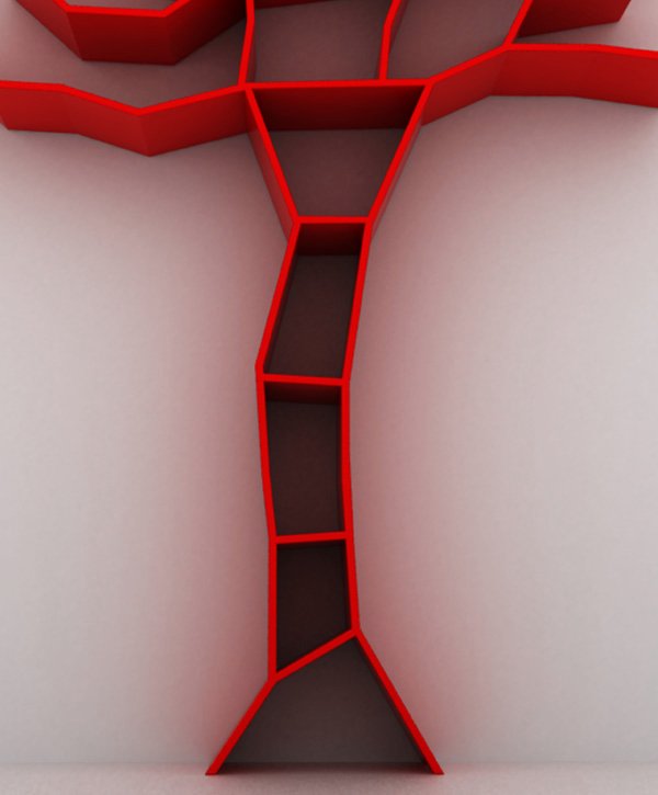 Cool and Modern Tree Shaped Bookshelves You Must See Today red Unique Bookcase Shaped Like Tree Cool and Modern Tree Shaped Bookshelves You Must See Today