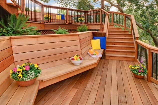 terrasse bois amenagement idee banc deco exterieur 634x421 16 Amazing Outdoor Deck Design That Looks Like Restored Heaven