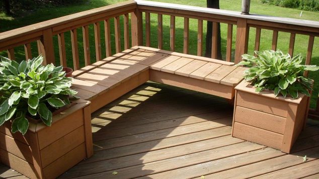 15 Special Built in Bench Planters You Dream About woodenplanterdeck06094edit 634x357 15 Special Built in Bench Planters You Dream About