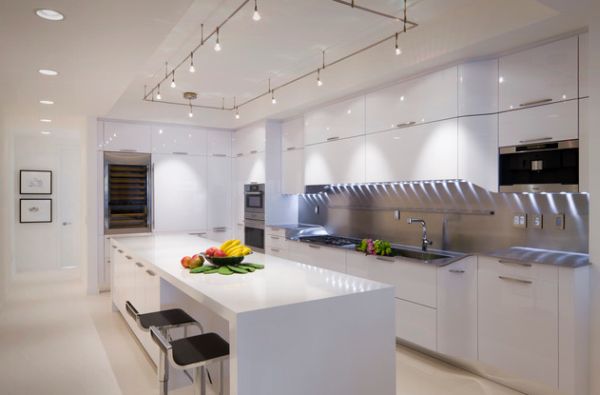 16 Awesome Kitchen Lighting That You Will go Crazy About Cool track lighting installation above the kitchen island is a perfect choice 16 Awesome Kitchen Lighting That You Will go Crazy About