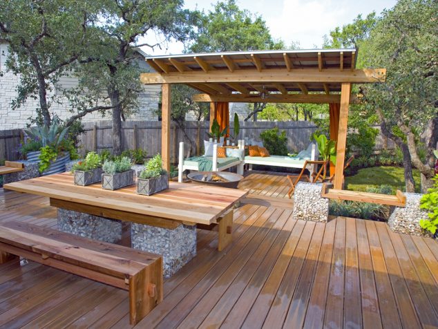 Covered Pergola Design 634x476 15 Adorable Backyard Seating Areas to Turn Yard Into Peaceful Retreat
