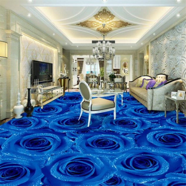 Custom creative blue rose living room 3D floor painting self adhesive green living room shopping malls 634x634 15 Lovely 3D Epoxy Floor for Spectacular Living Room