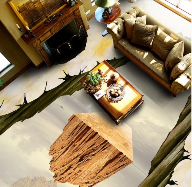 15 Lovely 3D Epoxy Floor for Spectacular Living Room Su dung san nha 3d de thiet ke noi that van phong lam viec an tuong 1 634x617 15 Lovely 3D Epoxy Floor for Spectacular Living Room