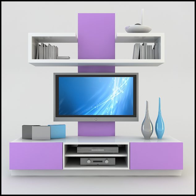 lila rengi tv C3BCnitesi 634x634 15 Amazing TV Units that Demonstrate Stylish Trends