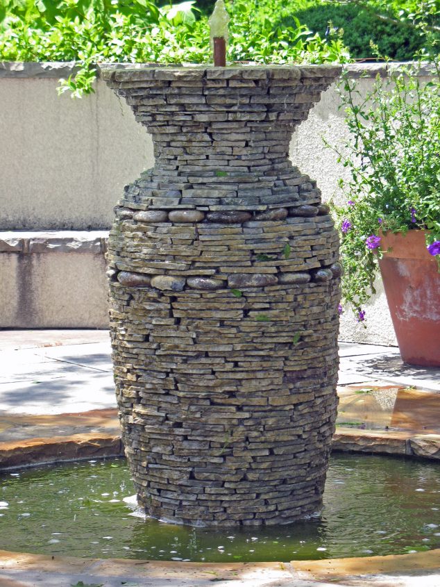 waterfeature stacked stone fountain 634x845 Unique Backyard Fountains That Are Impossible to Resist