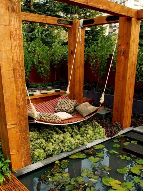 1four poster hammock 17 Backyard Hammock Ideas Adding Cozy Accent to Outdoor Place