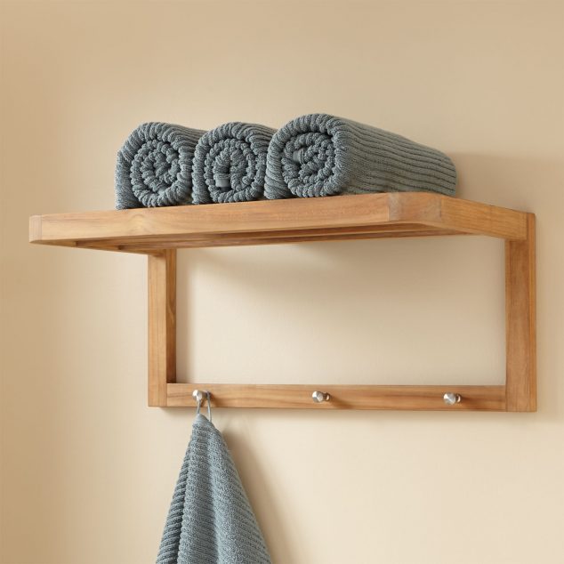 15 of The Most Creative Bathroom Towel Storage 406396 teak towel shelf 634x634 15 of The Most Creative Bathroom Towel Storage