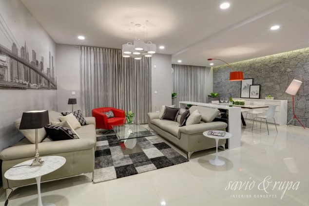 8  contemporary living room by savio and rupa interior concepts bangalore 634x423 Awesome Living Room Idea That Will Make Your Fantasy Reality