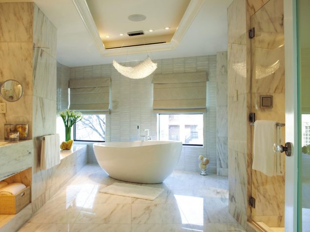 15 Marvelous and Luxury Bathroom Ideas Adoprable Master Bathroom Ideas with White Sleek Ceramics Flooring Completed with Reversible Bathtub and Furnished with Shower Room also Towel Rack 634x476 15 Marvelous and Luxury Bathroom Ideas