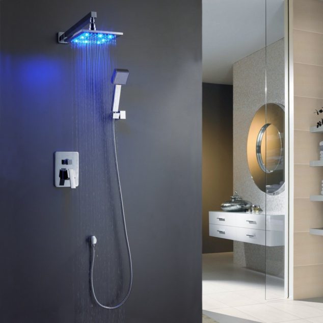 Bathroom Shower Tile Ideas Luxury Overhead Wall Mounted Waterfall Rain Shower Heads With Led Vanity Lighting And Manually Handled Rain Shower Heads 634x634 Exclusive Bathroom LED Lighting to Make your day