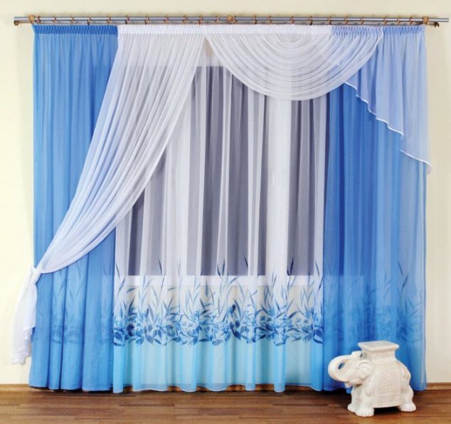 16 of The Most Amazing Curtains Styles Blue and White curtain Design 634x596 16 of The Most Amazing Curtains Styles