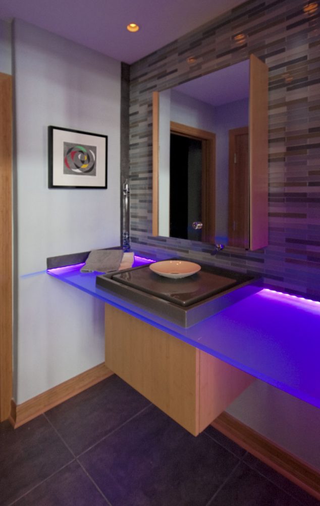 Exclusive Bathroom LED Lighting to Make your day Purple Countertop Long Grove IL Powder Room Contemporary 634x1001 Exclusive Bathroom LED Lighting to Make your day