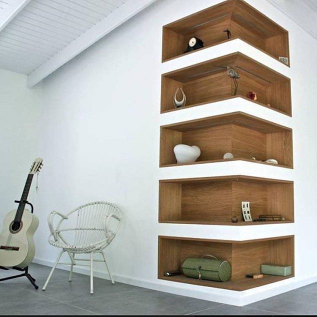 15 Impressive Corner Wall Shelves Stylish Living Room Wall Corner Shelves 634x634 15 Impressive Corner Wall Shelves