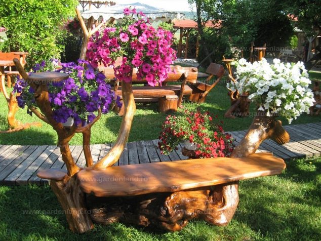 Amazing Rustic Benches That All World Talks About banca fara spatar cu suport flori bnc 020 pwimq9 634x476 Amazing Rustic Benches That All World Talks About