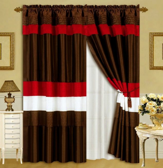 16 of The Most Amazing Curtains Styles chocolate and red curtains 634x652 16 of The Most Amazing Curtains Styles