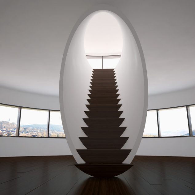 15 Eye Catching Stairways to Charm You cool interior design with modern laminate look wood ceramic tiles floor and unique black white modern staircase 687x687 634x634 15 Eye Catching Stairways to Charm You