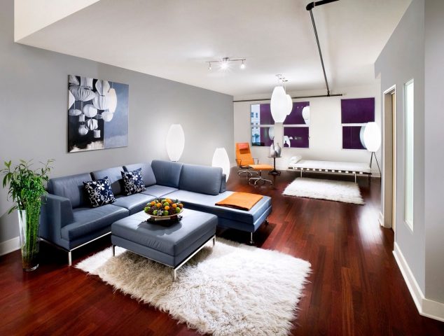 ruang tamu minimalis dengan sofa minimalis warna biru 634x480 Awesome Living Room Idea That Will Make Your Fantasy Reality