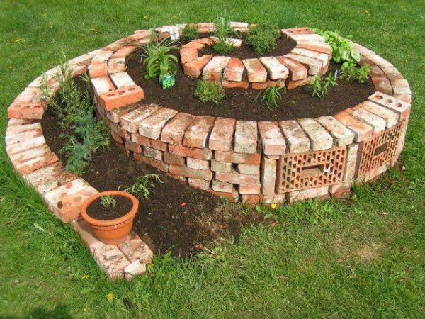 Nice Collection of Bricks Garden Ideas spiral herb Nice Collection of Bricks Garden Ideas