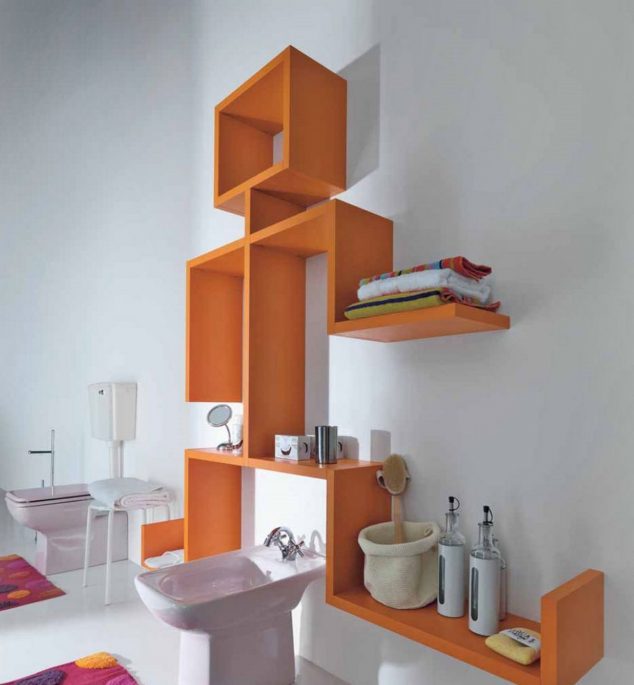 unique and creative bathroom wall shelves design ideas 634x685 15 of The Most Creative Bathroom Towel Storage