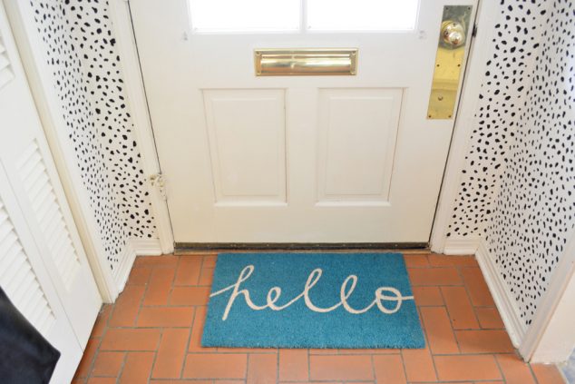 Cuteness Overload: Dalmatian Prints For Your Interior black and white dalmatian foyer design welcome mat 634x423 Cuteness Overload: Dalmatian Prints For Your Interior