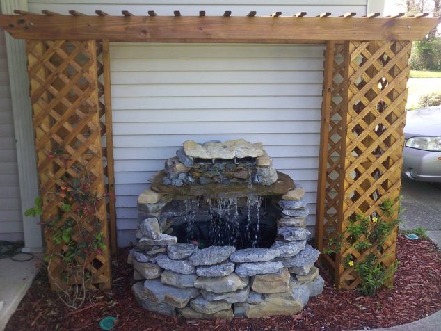 You Really Need a Relaxing Backyard Waterfall diy waterfall fountain 634x476 You Really Need a Relaxing Backyard Waterfall