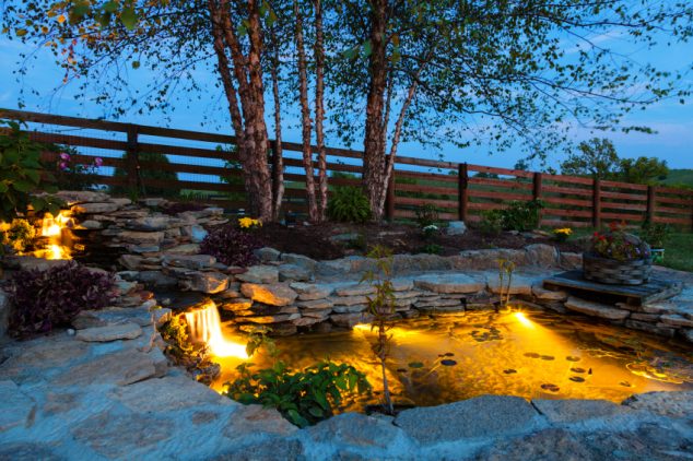 pond 634x422 You Really Need a Relaxing Backyard Waterfall