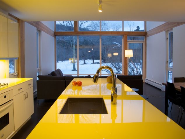 yellow glass countertop 634x476 15 Impressive Kitchen Colored Counter top to Inspire You